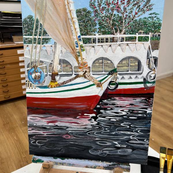Acrylic painting of boats