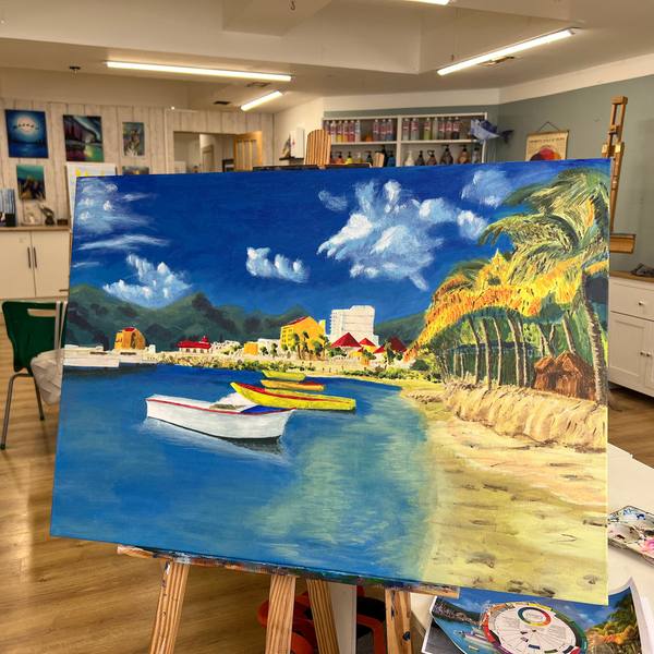 Acrylic harbour scene