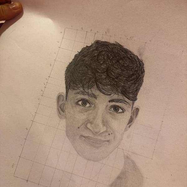 Graphite portrait drawing of a boy